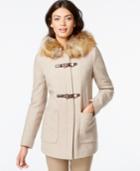 Calvin Klein Petite Faux-fur-trim Buckled Coat