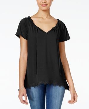 Self Esteem Juniors' Flutter-sleeve Peasant Top