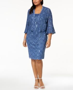 Alex Evenings Plus Size Sequined Lace Dress & Jacket