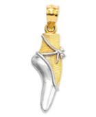 14k Gold And Sterling Silver Charm, Ballet Shoe Charm