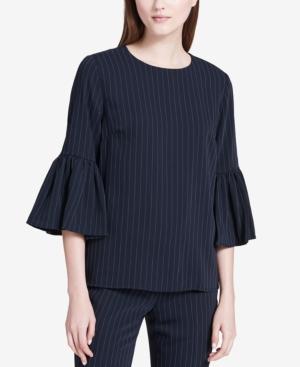 Calvin Klein Striped Bell-sleeve Top