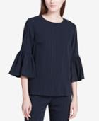 Calvin Klein Striped Bell-sleeve Top