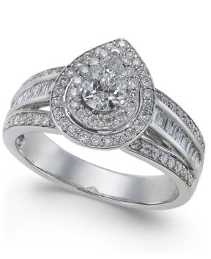Diamond Pear Halo Engagement Ring (1 Ct. T.w.) In 14k White Gold