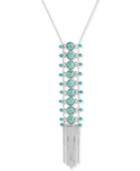 Lucky Brand Silver-tone Blue Stone Ladder Fringe Lariat Necklace