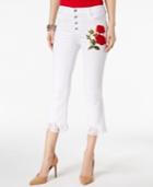 Inc International Concepts Embroidered Cropped Jeans, Created For Macy's