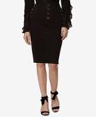Avec Les Filles Button-detail Denim Pencil Skirt