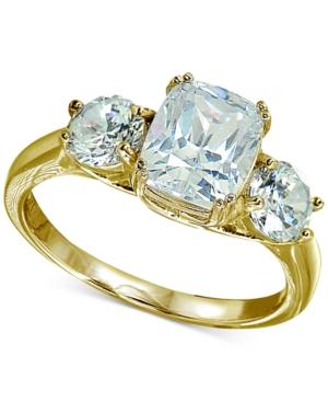 Giani Bernini Cubic Zirconia Triple Stone Statement Ring In 18k Gold-plated Sterling Silver, Created For Macy's