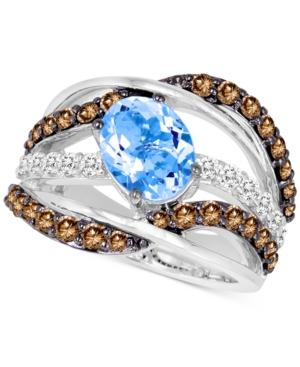 Le Vian Chocolatier Aquamarine (1-3/8 Ct. T.w.) And Diamond (1-3/8 Ct. T.w.) Wide Style Ring In 14k White Gold
