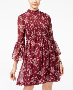 City Studios Juniors' Printed Bell-sleeve Shift Dress
