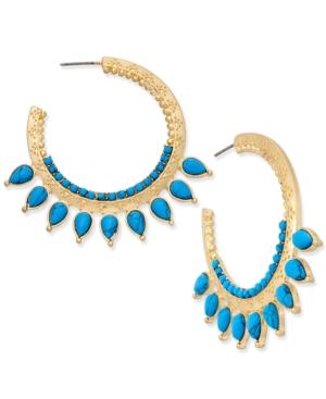 Danielle Nicole Gold-tone Turquoise-look Hoop Earrings