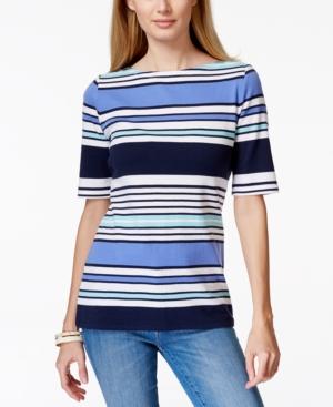 Charter Club Striped Pima Cotton Tee, Only At Macy's