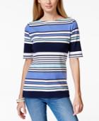 Charter Club Striped Pima Cotton Tee, Only At Macy's