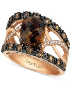 Le Vian Chocolatier Chocolate Quartz (2 Ct. T.w.) & Diamond (3/4 Ct. T.w.) Ring In 14k Rose Gold