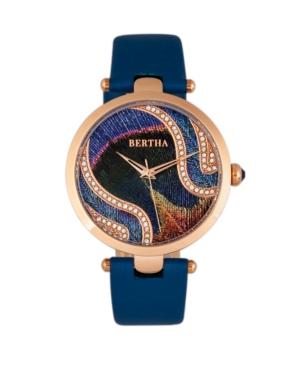 Bertha Quartz Trisha Collection Blue Leather Watch 39mm