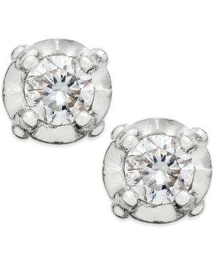 Diamond Stud Earrings In 10k White Gold (1/10 Ct. T.w)