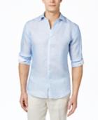 Tasso Elba Men's Marbled 100% Linen Long-sleeve Shirt, Only At Macy's