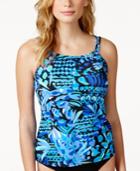 Swim Solutions Printed Mastectomy Tankini Top Women's Swimsuit