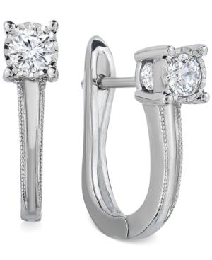 Trumiracle Diamond Leverback Hoop Earrings (1/2 Ct. T.w.) In 10k White Gold