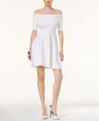 Guess Perforated Off-the-shoulder Dress