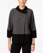 Jm Collection Petite Colorblocked Wool Jacket, Only At Macy's