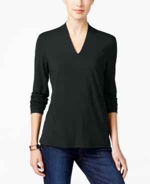 Charter Club Long-sleeve V-neck Top, Only At Macy's