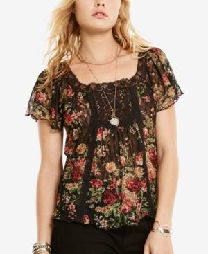 Denim & Supply Ralph Lauren Floral-print Lace-accent Boho Shirt