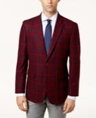 Tommy Hilfiger Men's Slim-fit Red & Blue Plaid Sport Coat