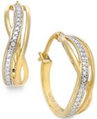 Victoria Townsend Diamond Accent Curved Hoop Earrings In 18k Gold Over Sterling Silver