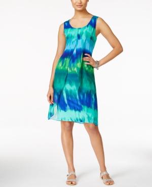 Ny Collection Printed Chiffon Layered Look Shift Dress