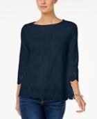 Charter Club Cotton Eyelet-trim Top, Created For Macy's