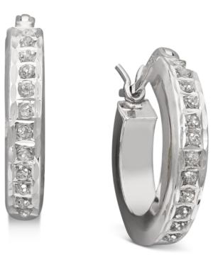 Sterling Silver Earrings, Diamond Accent Small Hoop Earrings