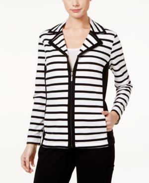 Karen Scott Striped Zippered Jacket, Only At Macy's