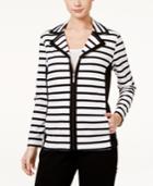 Karen Scott Striped Zippered Jacket, Only At Macy's