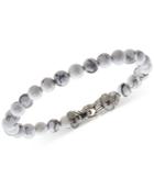 Esquire Men's Jewelry Howlite (8mm) Beaded Bracelet In Sterling Silver, Only At Macy's