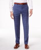 Tommy Hilfiger Men's Slim-fit Medium Blue Plaid Stretch Dress Pants