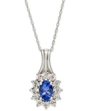 Tanzanite (1/2 Ct. T.w.) And Diamond Accent Pendant Necklace In 10k White Gold