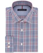 Tommy Hilfiger Men's Slim-fit Soft-touch Performance Non-iron Navy/red Check Dress Shirt