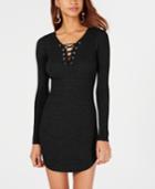 Planet Gold Juniors' Lace-up Bodycon Sweater Dress