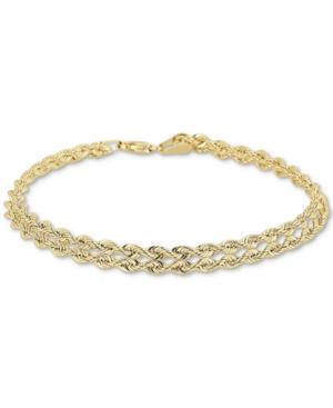 Double Row Twisted Heart Link Bracelet In 14k Gold