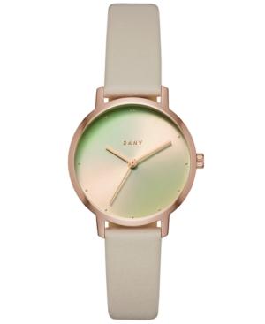 Dkny Women's Modernist Gray Leather Strap Watch 32mm, Created For Macy's
