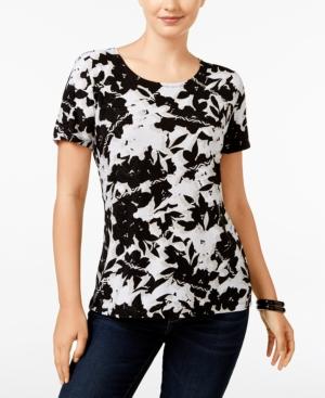 Jm Collection Short-sleeve Printed Top, Only At Macy's