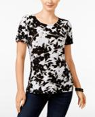 Jm Collection Short-sleeve Printed Top, Only At Macy's