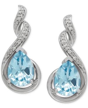 Aquamarine (1-7/8 Ct. T.w.) And Diamond Accent Drop Earrings In Sterling Silver