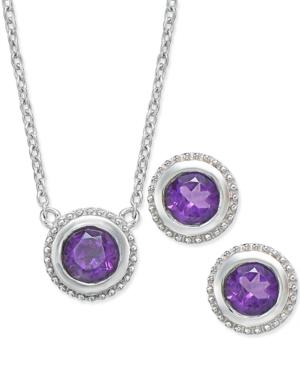 Amethyst Pendant Necklace And Earrings Set (1-1/6 Ct. T.w.) In Sterling Silver