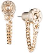 Dkny Gold-tone Logo Rivet Chain Front & Back Earrings, Created For Macy's