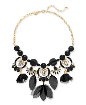 I.n.c. Gold-tone Stone, Crystal & Mesh Fabric Statement Necklace, Created For Macy's