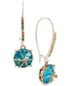 Betsey Johnson Gold-tone Blue Stone Drop Earrings