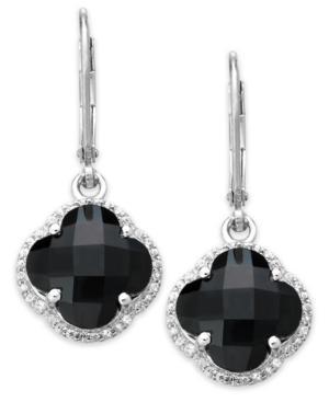 Sterling Silver Black Onyx (6-3/4 Ct. T.w.) And White Topaz (5/8 Ct. T.w.) Clover Earrings