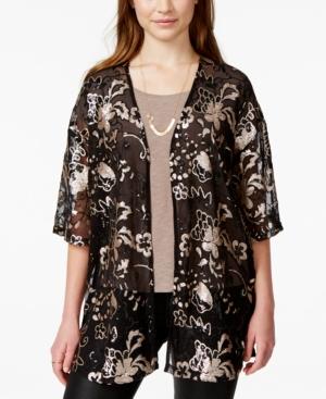 Say What? Juniors' Two-tone Sequin-front Kimono
