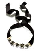 Inc International Concepts Gold-tone Dark Crystal Flower Black Velvet Ribbon Tie Choker Necklace, Created For Macy's